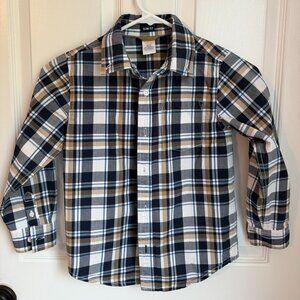 3/$15 | Boys Dress Shirt Plaid Button-Down Slim Fit Blue Tan Easter Shirt Small